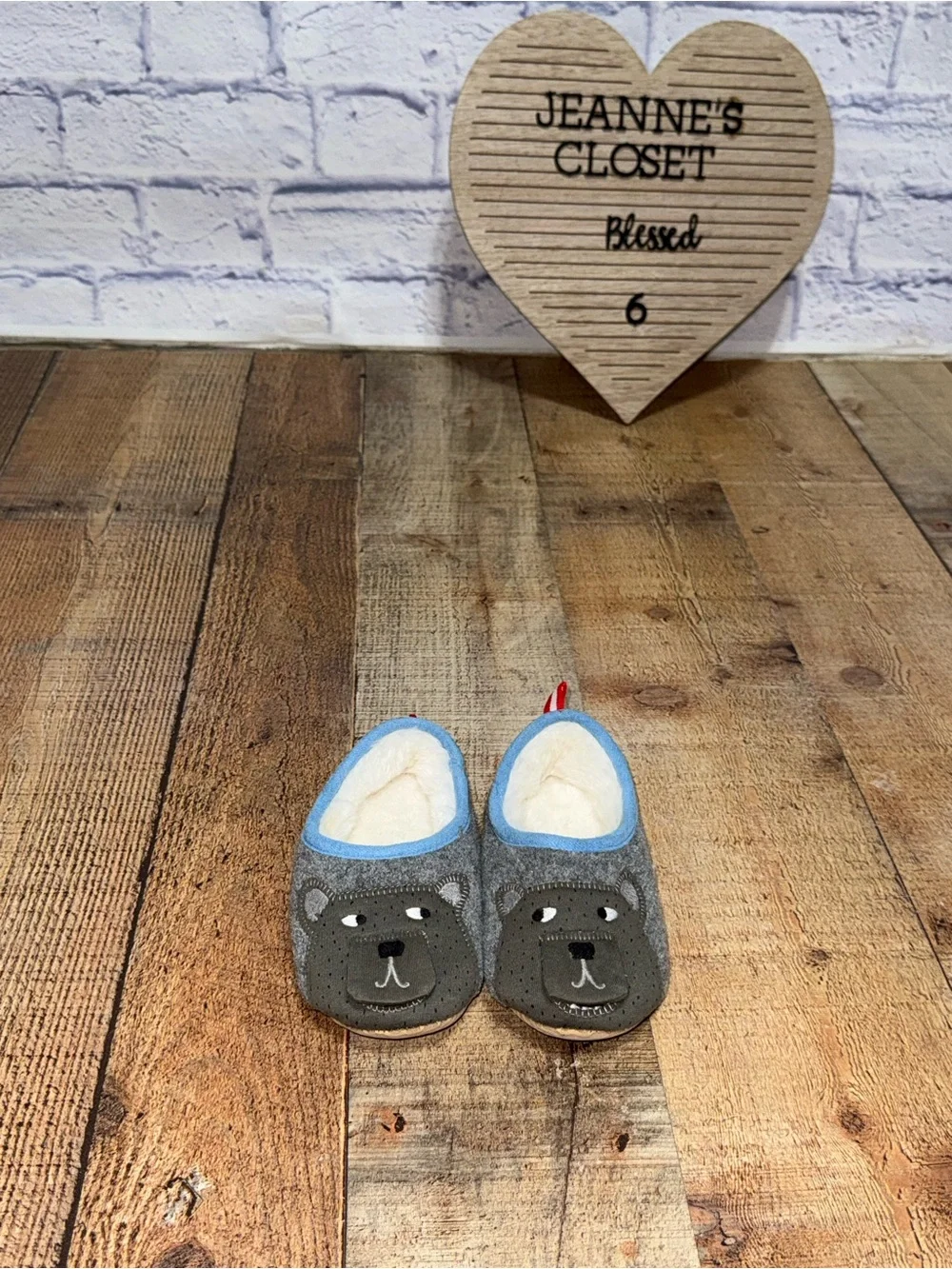 Joules Slippet Felt Mules Faux Fur Kids Slippers Bears Sz X Small 8/9 US